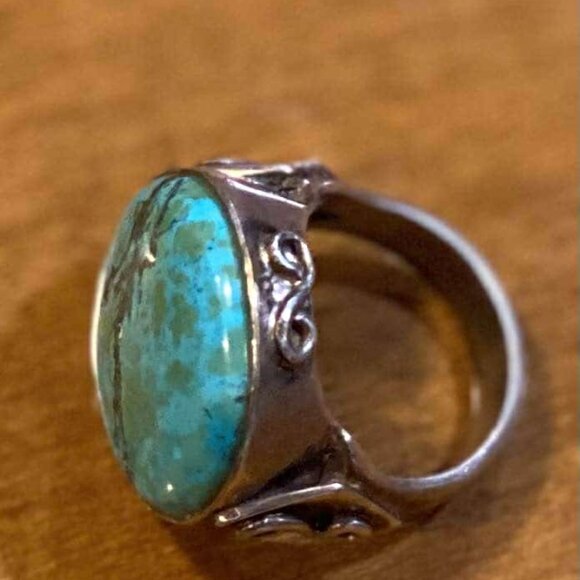 Vintage Sterling Silver Turquoise Statement Ring – Size 7.5 - Picture 4 of 10